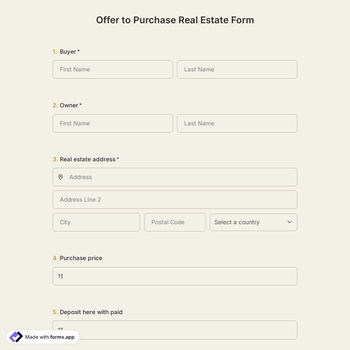 Offer To Purchase Real Estate Form Template