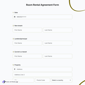 Room Rental Agreement Form Template