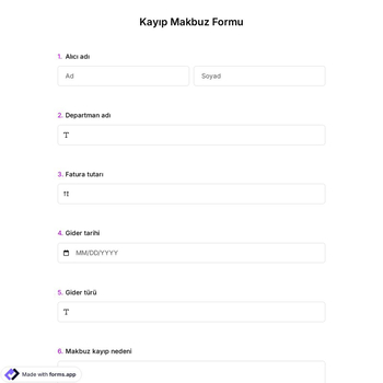 Kayıp Makbuz Formu Şablonu