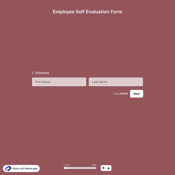 Employee Self Evaluation Form Template