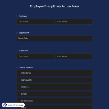 Employee Disciplinary Action Form Template