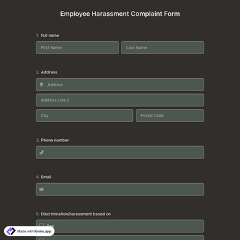 Employee Harassment Complaint Form Template