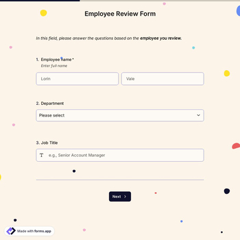 Employee Review Form Template