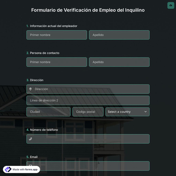 Plantilla de Formulario de Verificación de Empleo del Inquilino