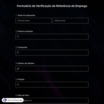 Formulário de Verificação de Referência de Emprego