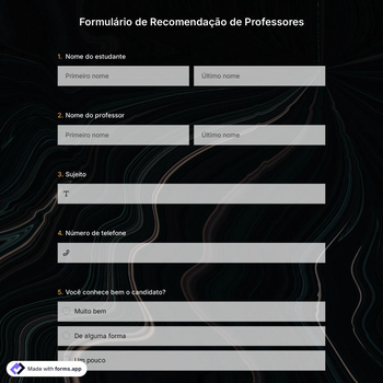 Formulário de Recomendação de Professores
