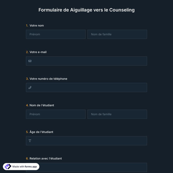 Formulaire de Aiguillage vers le Counseling
