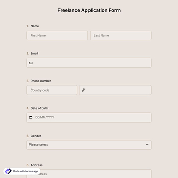 Freelance Application Form