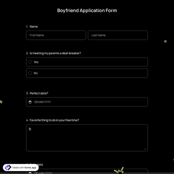 Boyfriend Application Form