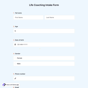 Life Coaching Intake Form