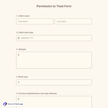 Permission to Treat Form