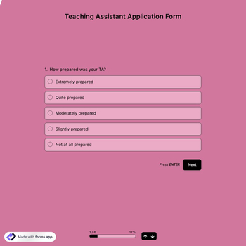 Teaching Assistant Application Form