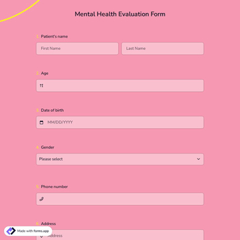 Mental Health Evaluation Form