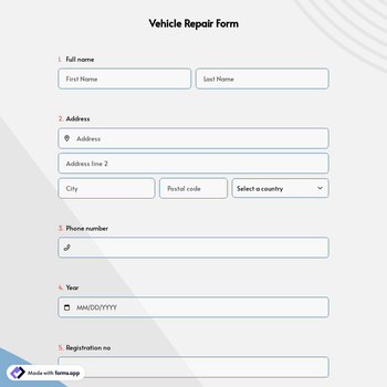 Vehicle Repair Form