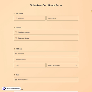 Volunteer Certificate Form