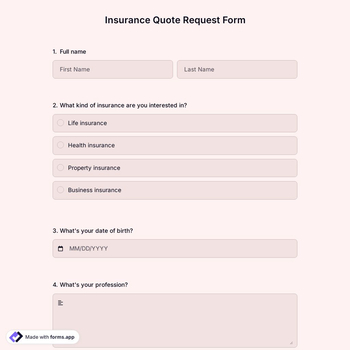 Insurance Quote Request Form