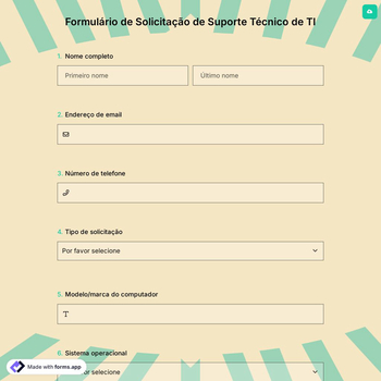 Formulário de Solicitação de Suporte Técnico de TI
