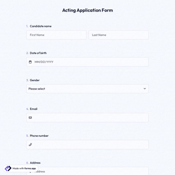 Acting Application Form