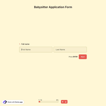 Babysitter Application Form