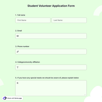 Student Volunteer Application Form