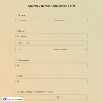 Church Volunteer Application Form