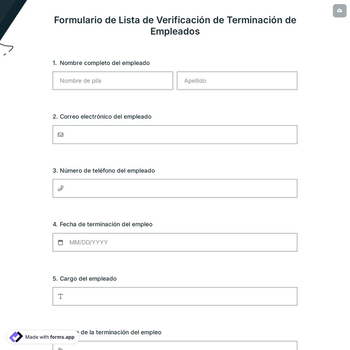 Formulario de Lista de Verificación de Terminación de Empleados