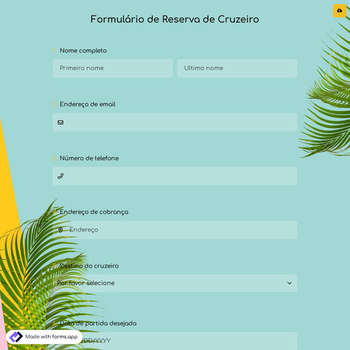 Formulário de Reserva de Cruzeiro