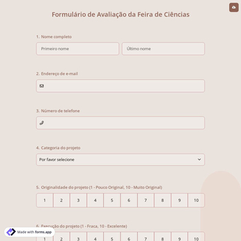 Formulário de Avaliação da Feira de Ciências