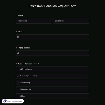 Restaurant Donation Request Form
