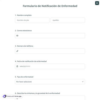 Formulario de Notificación de Enfermedad