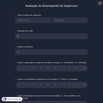 Avaliação de Desempenho do Supervisor