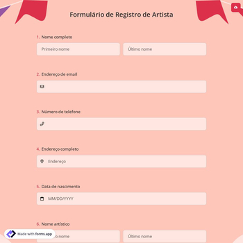 Formulário de Registro de Artista