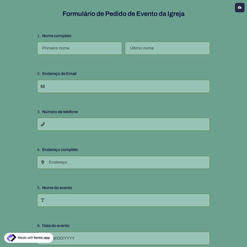 Formulário de Pedido de Evento da Igreja