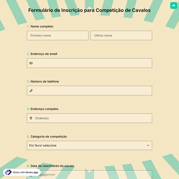 Formulário de Inscrição para Competição de Cavalos