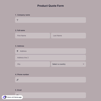 Product Quote Form