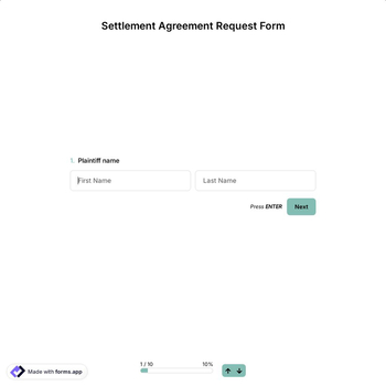 Settlement Agreement Request Form