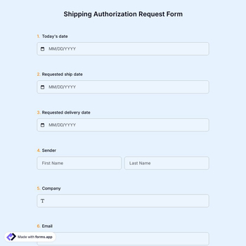 Shipping Authorization Request Form