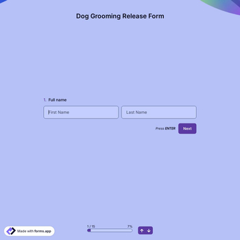 Dog Grooming Release Form