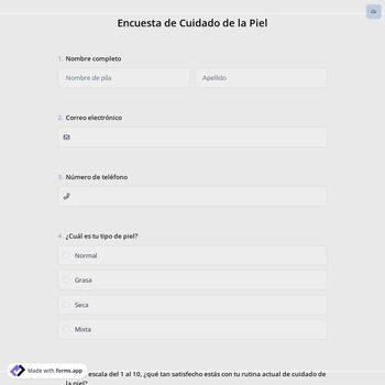 Encuesta de Cuidado de la Piel