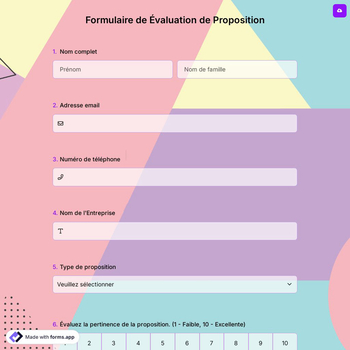 Formulaire de Évaluation de Proposition