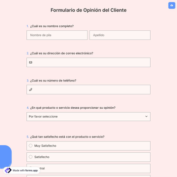 Formulario de Opinión del Cliente