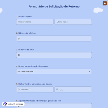 Formulário de Solicitação de Retorno