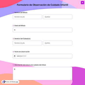 Formulario de Observación de Cuidado Infantil