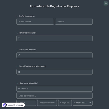 Formulario de Registro de Empresa