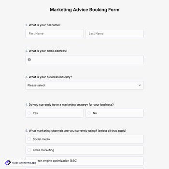 Marketing Advice Booking Form