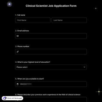 Clinical Scientist Job Application Form