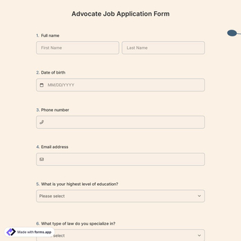 Advocate Job Application Form