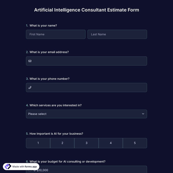 Artificial Intelligence Consultant Estimate Form
