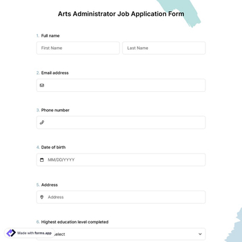 Arts Administrator Job Application Form