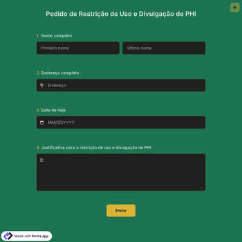Pedido de Restrição de Uso e Divulgação de PHI